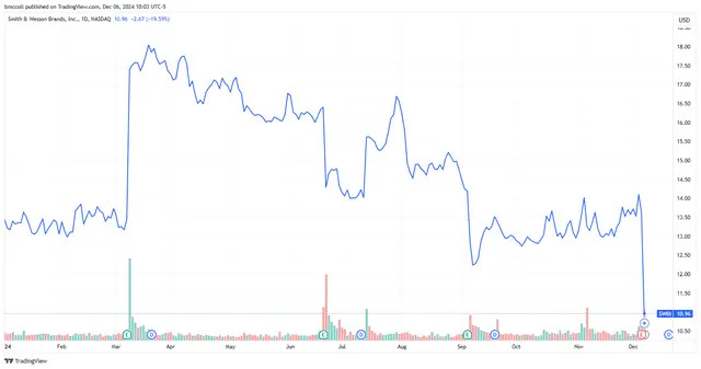 Smith & Wesson Stock Sinks as It Says Inflation Is Hurting Firearms Sales